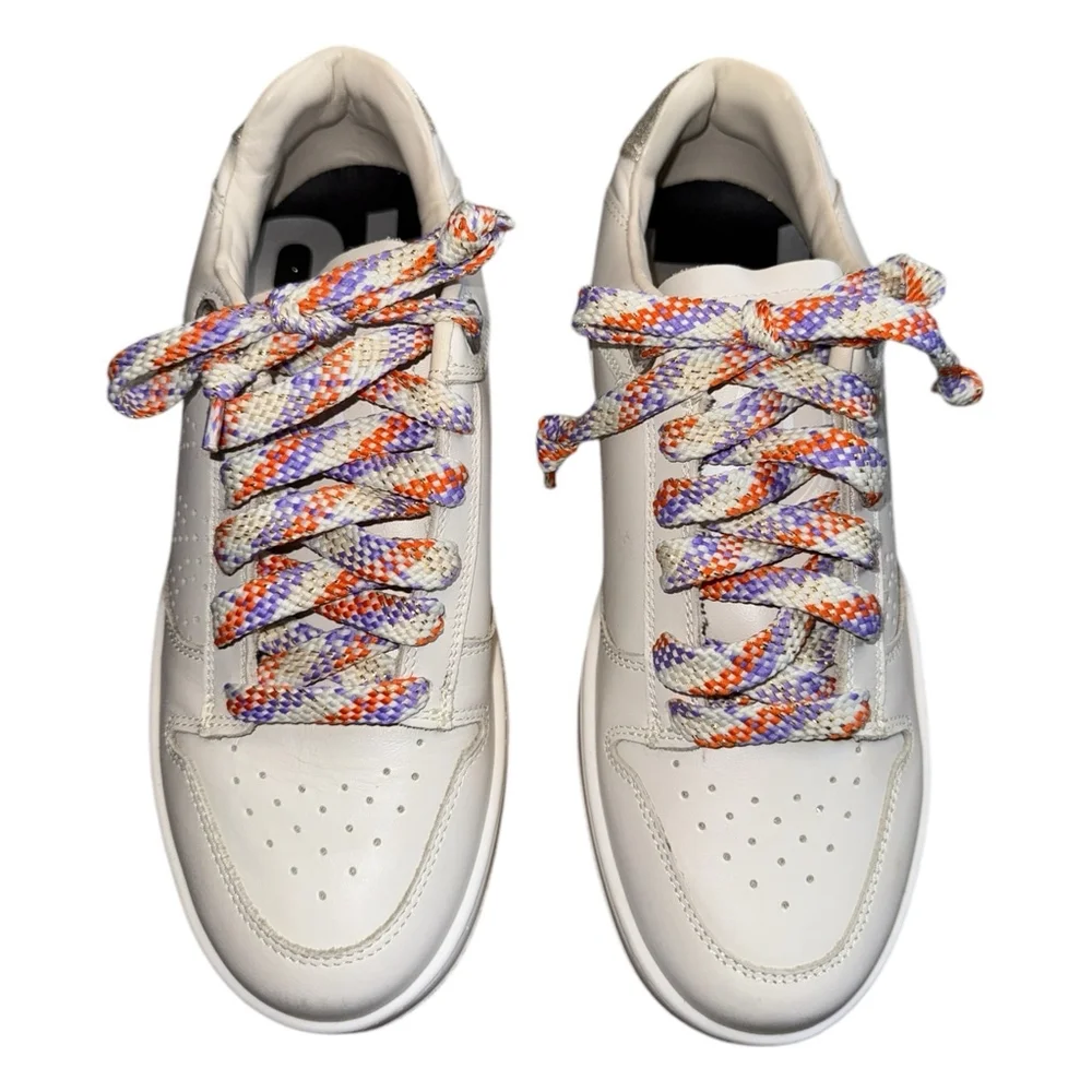 P448 Sneakers Beige Tan Lace Up‎ Platform Sneakers with Gold Glitter Size 8 39